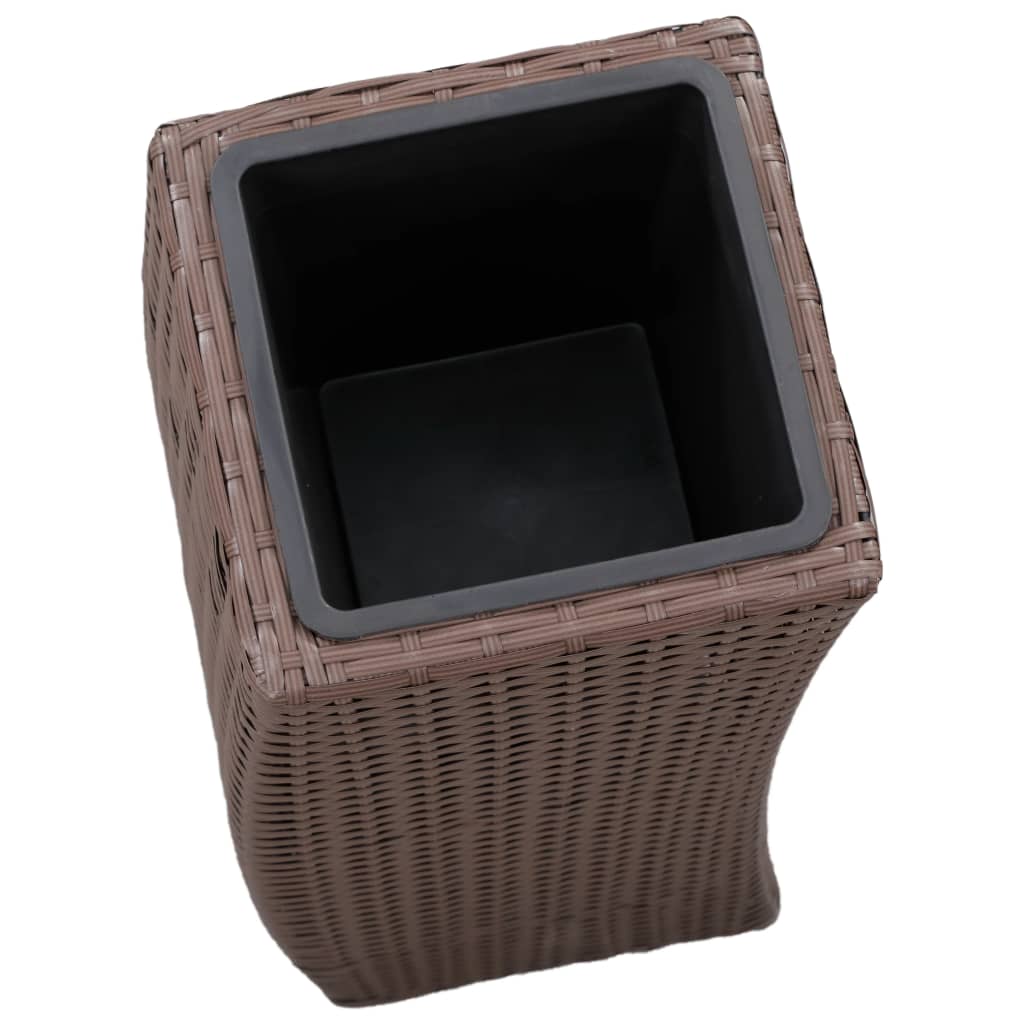 Letti Rialzati da Giardino 3 pz in Polyrattan Marrone