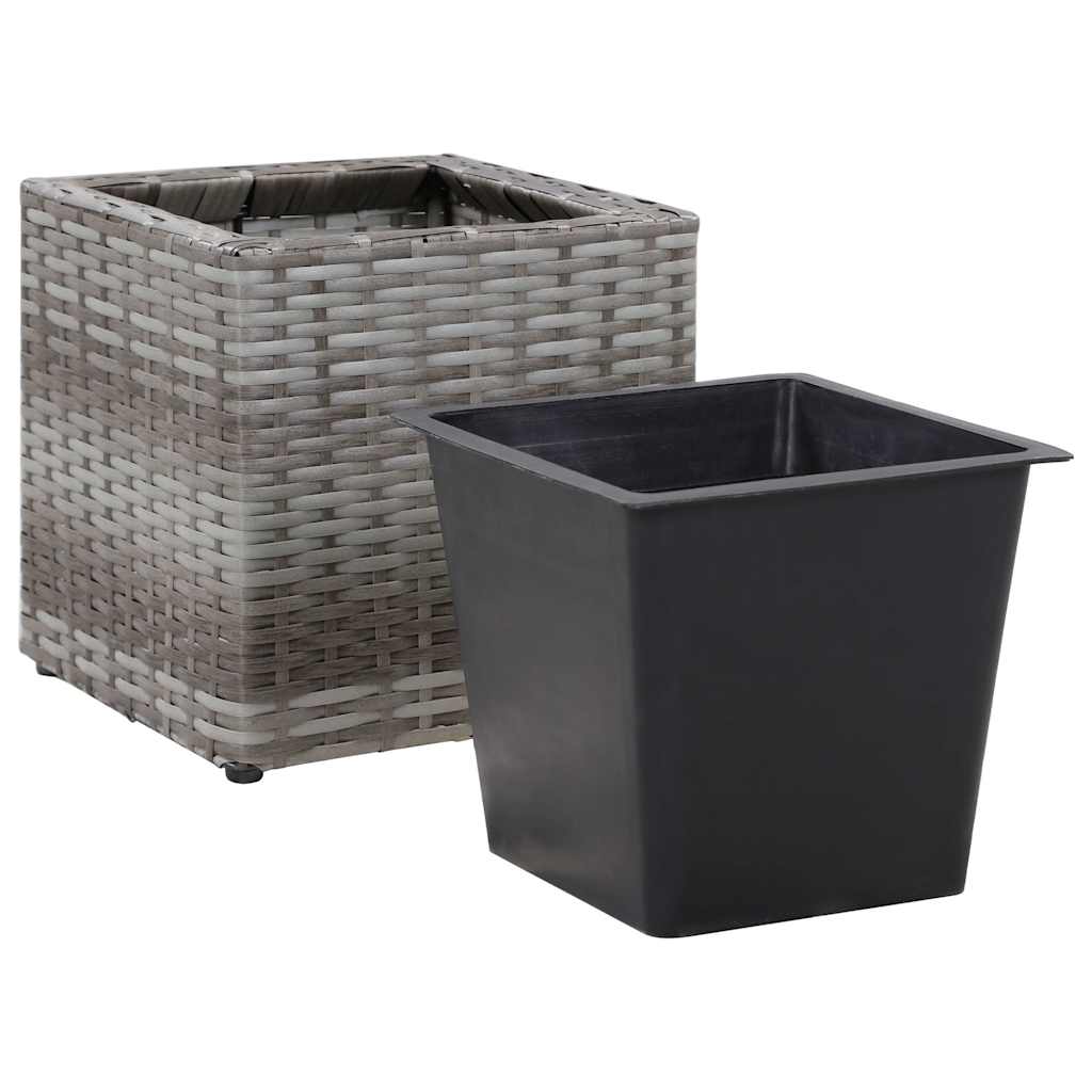Letti Rialzati da Giardino 3 pz in Polyrattan Grigio