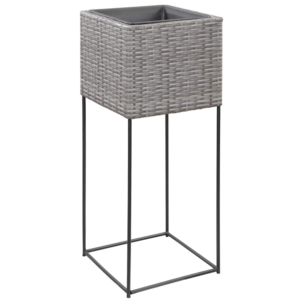 Letti Rialzati da Giardino 3 pz in Polyrattan Grigio