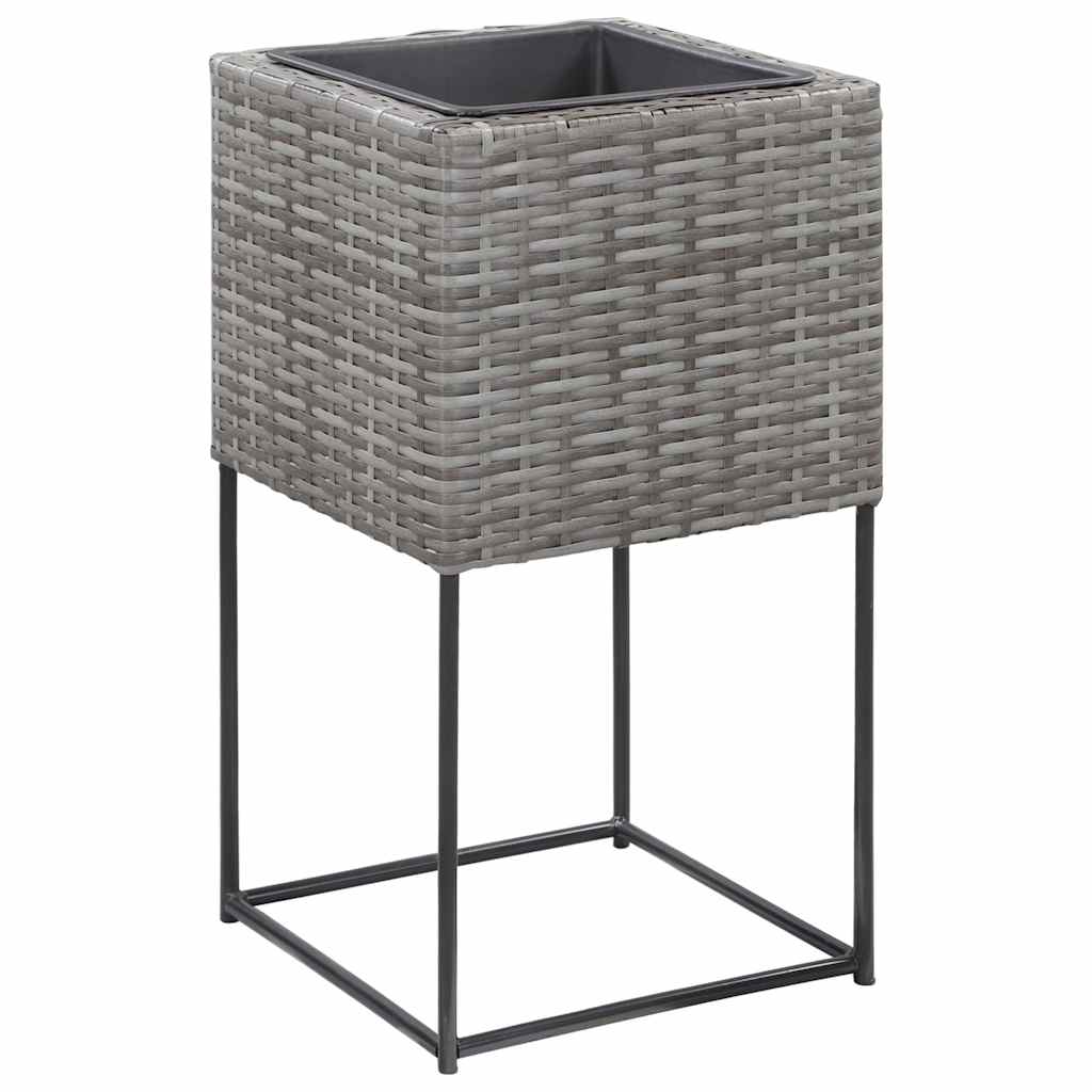 Letti Rialzati da Giardino 3 pz in Polyrattan Grigio