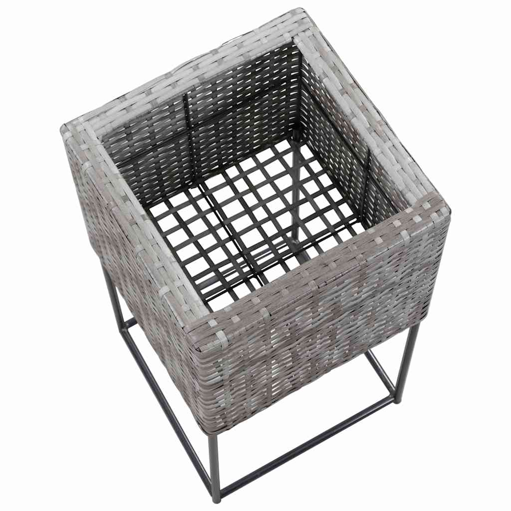 Letti Rialzati da Giardino 3 pz in Polyrattan Grigio