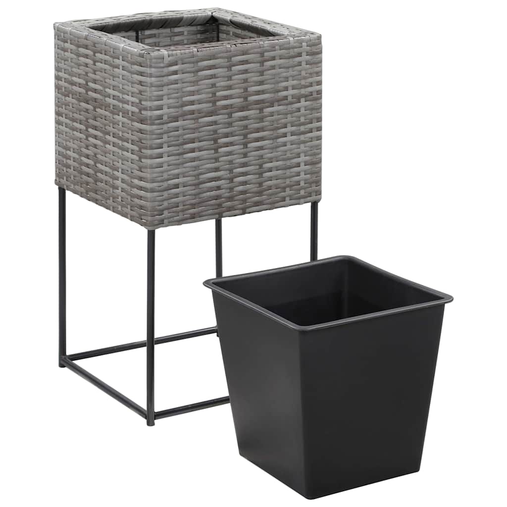 Letti Rialzati da Giardino 3 pz in Polyrattan Grigio