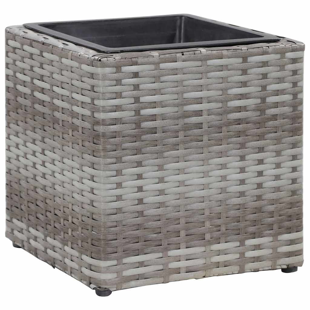Letti Rialzati da Giardino 3 pz in Polyrattan Grigio