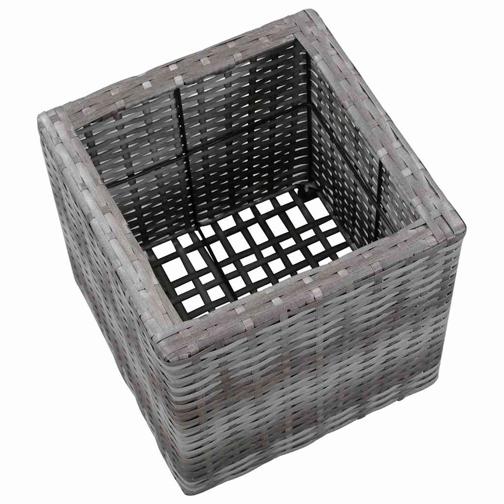 Letti Rialzati da Giardino 3 pz in Polyrattan Grigio