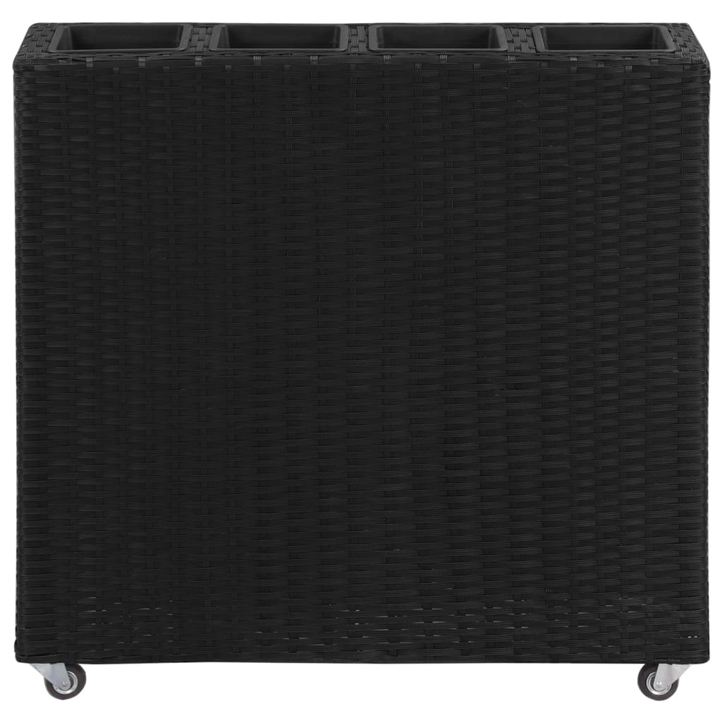 Letto Rialzato con 4 Vasi 80x22x79 cm in Polyrattan Nero