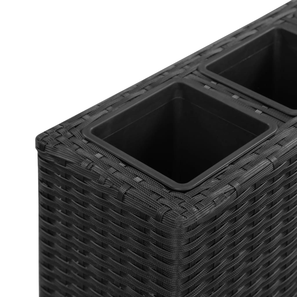Letto Rialzato con 4 Vasi 80x22x79 cm in Polyrattan Nero