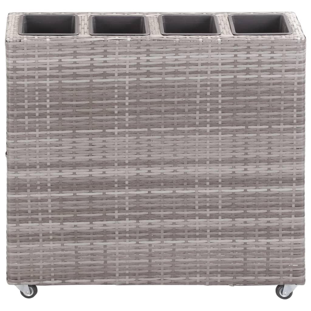 Letto Rialzato con 4 Vasi 80x22x79 cm in Polyrattan Grigio