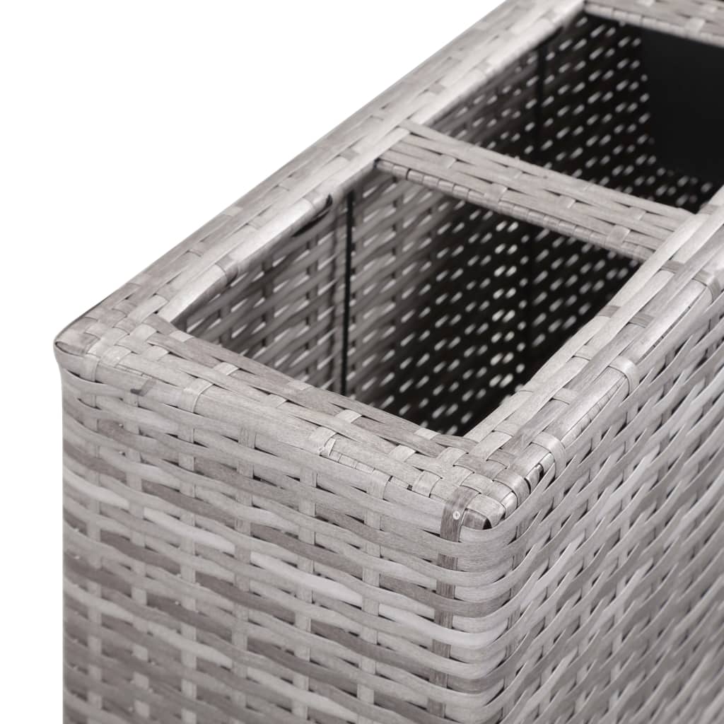 Letto Rialzato con 4 Vasi 80x22x79 cm in Polyrattan Grigio
