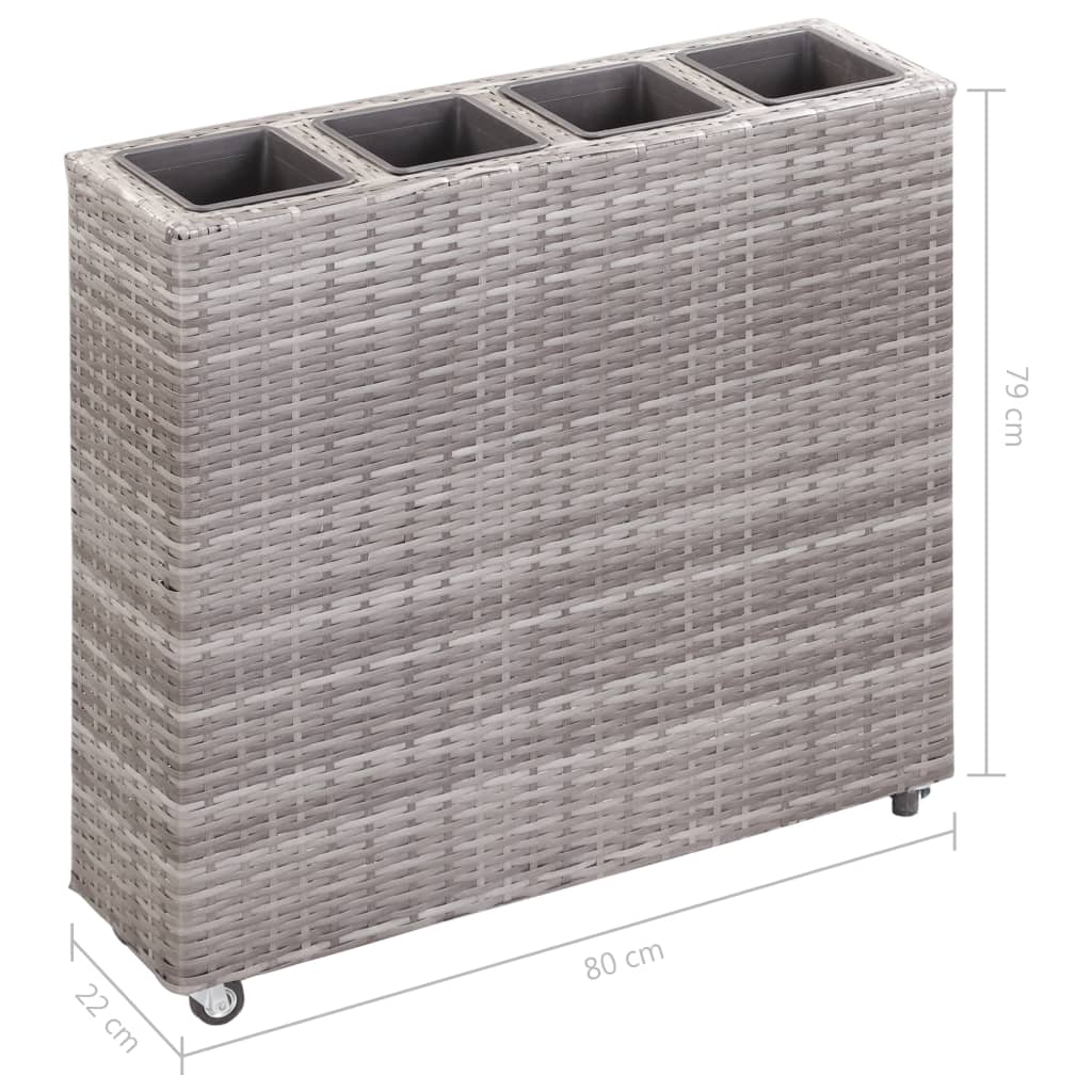 Letto Rialzato con 4 Vasi 80x22x79 cm in Polyrattan Grigio