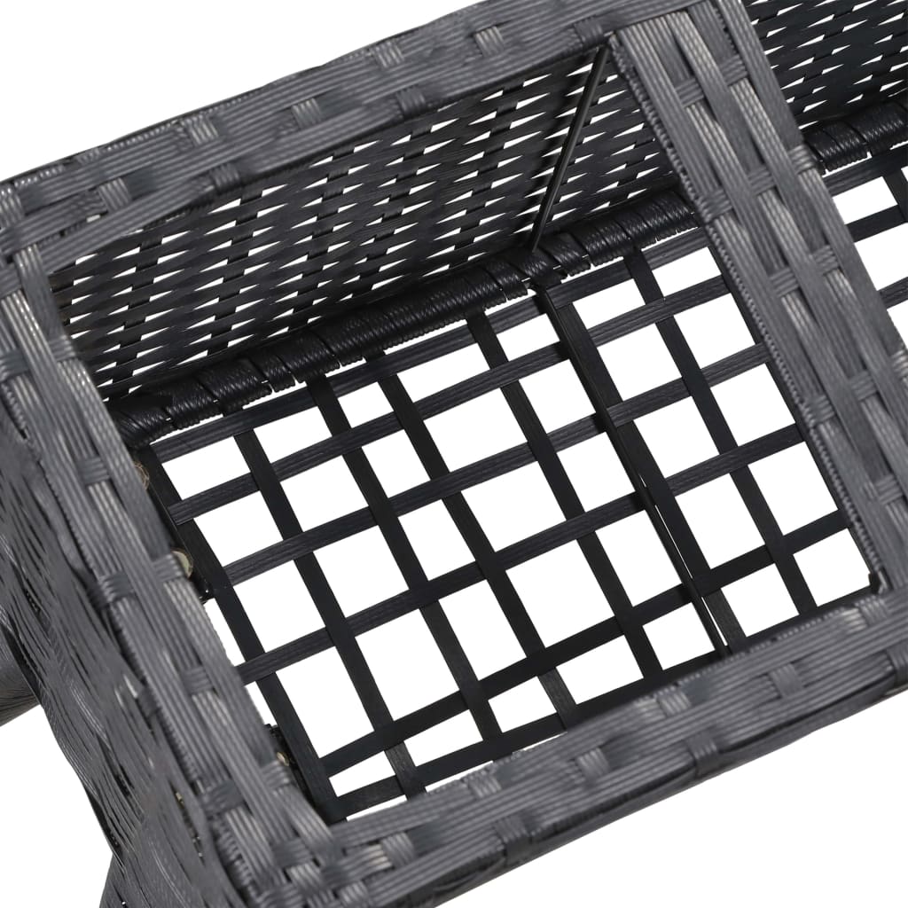 Letto Rialzato con Gambe 3 Vasi 72x25x50 cm in Polyrattan Nero