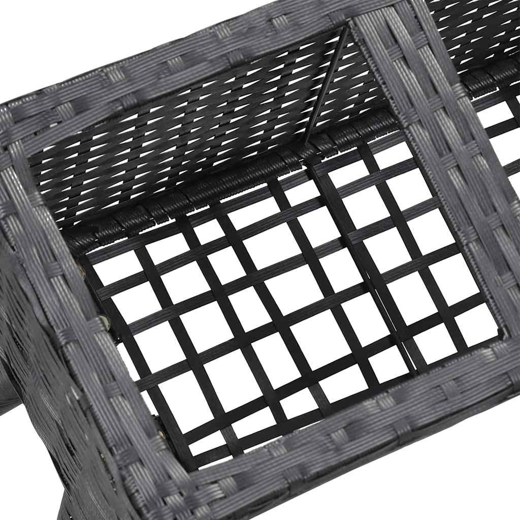 Letto Rialzato con Gambe e 5 Vasi 118x25x50 cm Polyrattan Nero