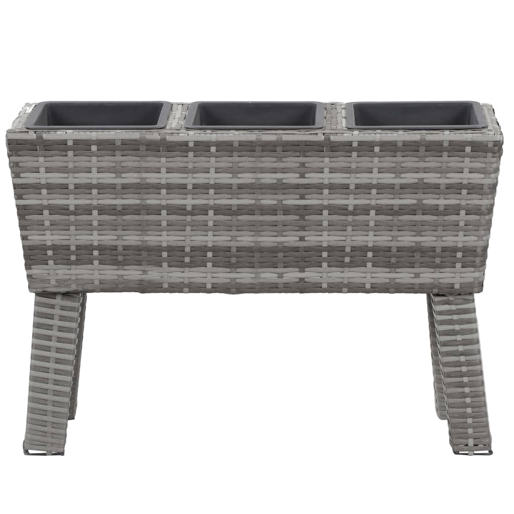 Letto Rialzato con Gambe 3 Vasi 72x25x50 cm Polyrattan Grigio