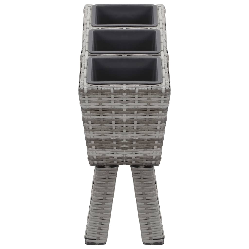 Letto Rialzato con Gambe 3 Vasi 72x25x50 cm Polyrattan Grigio