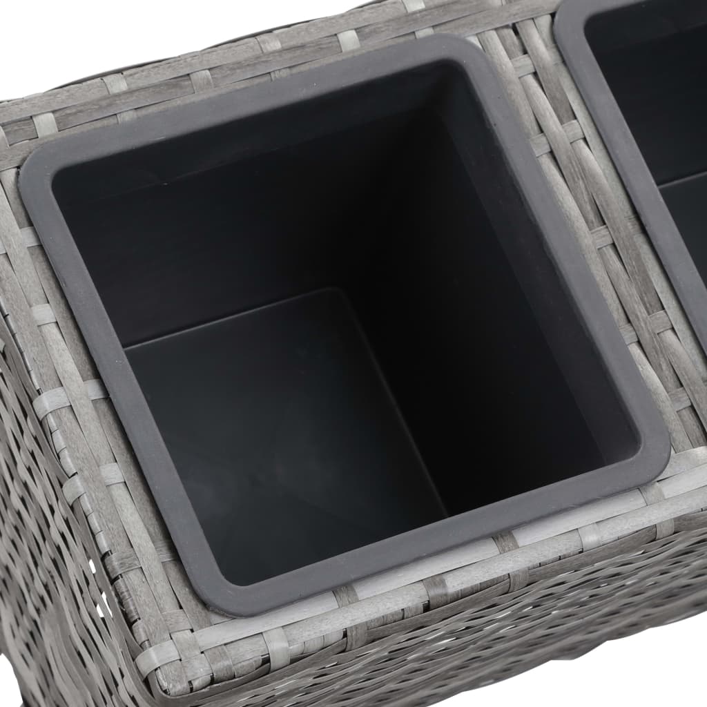 Letto Rialzato con Gambe 3 Vasi 72x25x50 cm Polyrattan Grigio