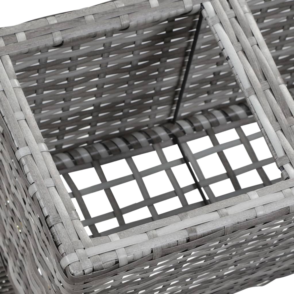 Letto Rialzato con Gambe 3 Vasi 72x25x50 cm Polyrattan Grigio