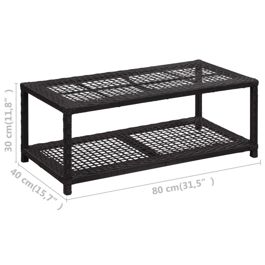 Scarpiera con Panchina Nera 80x40x30 cm in Polyrattan