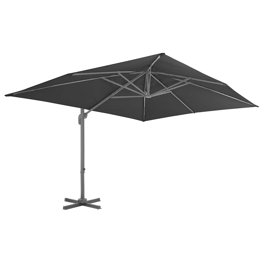 Ombrellone da giardino a sbalzo con palo in alluminio 4x3 m Nero