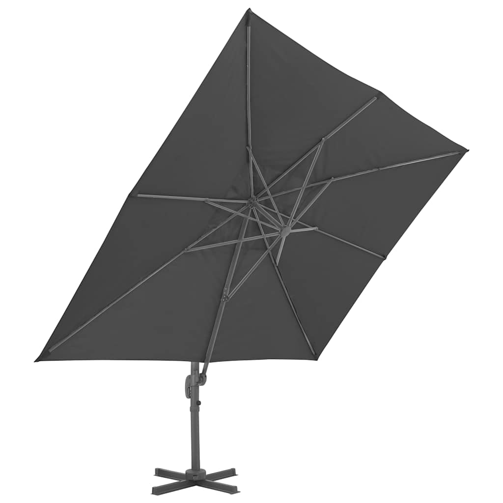Ombrellone da giardino a sbalzo con palo in alluminio 4x3 m Nero