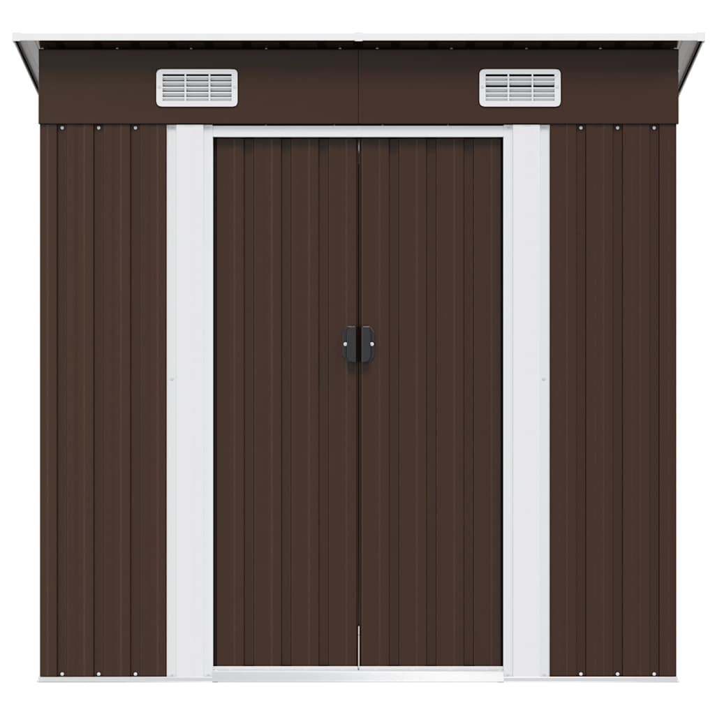 Capanno Attrezzi da Giardino Marrone 194x121x181 cm in Acciaio