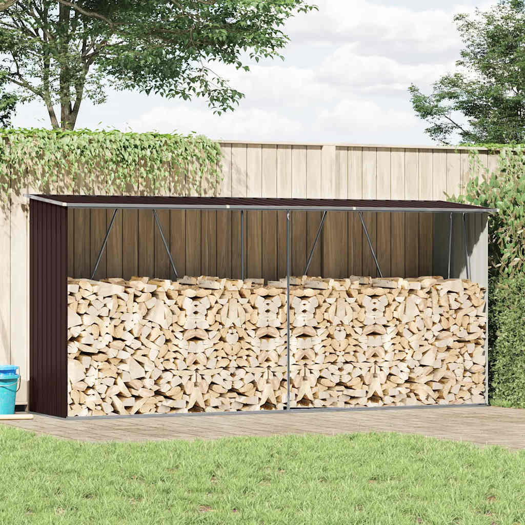 Capannone da Giardino in Acciaio Zincato 330x84x152cm Marrone