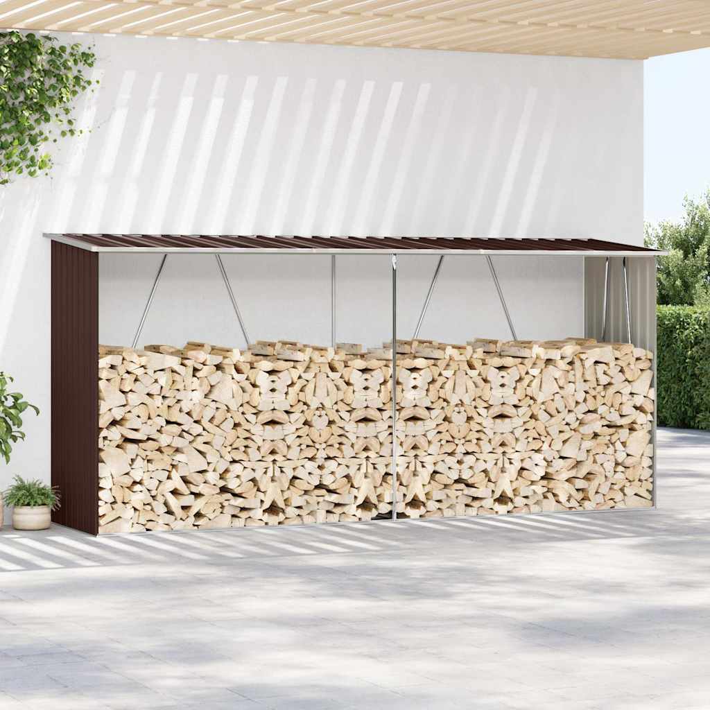 Capannone da Giardino in Acciaio Zincato 330x84x152cm Marrone