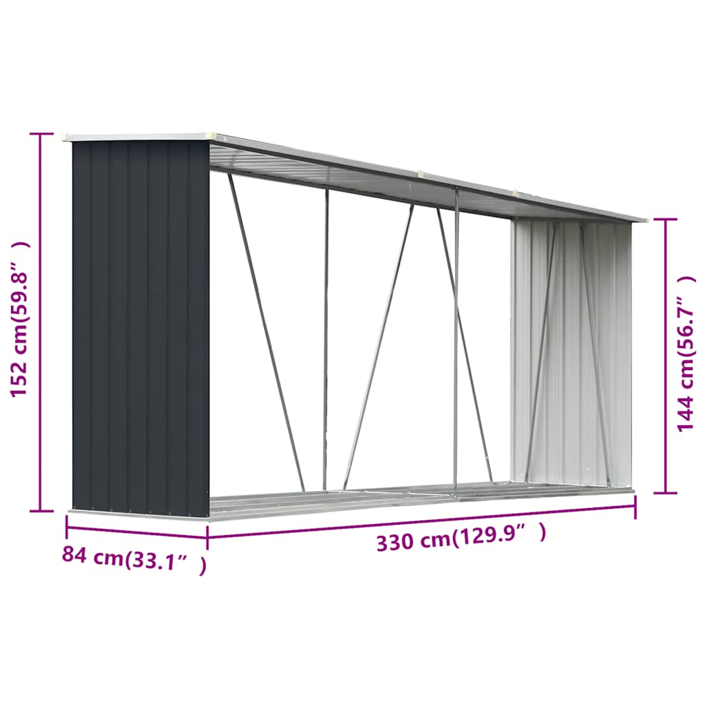 Capannone da Giardino in Acciaio Zincato 330x84x152cm Antracite