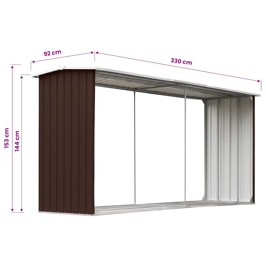 Capannone da Giardino in Acciaio Zincato 330x92x153cm Marrone