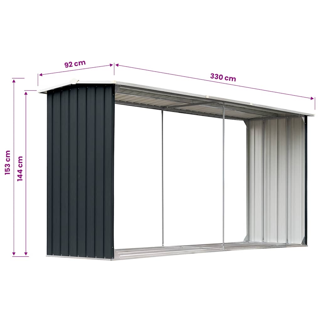 Capannone da Giardino in Acciaio Zincato 330x92x153cm Antracite