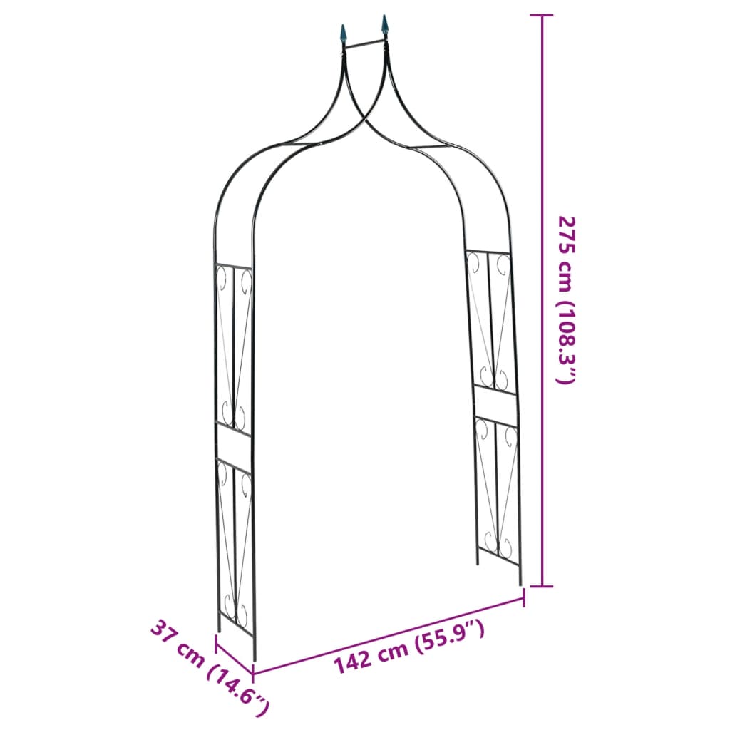 Arco da Giardino Verde Scuro 142x37x275 cm in Ferro