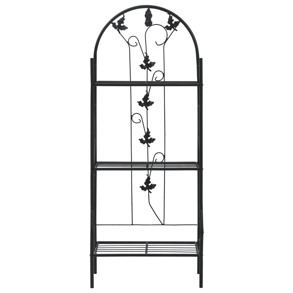 Supporto per Piante a 3 Livelli Nero 52x28x128 cm in Ferro