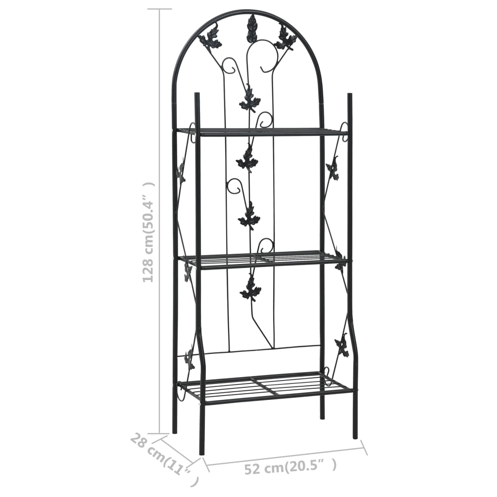 Supporto per Piante a 3 Livelli Nero 52x28x128 cm in Ferro