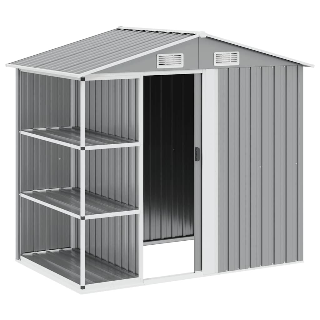 Capanno da Giardino con Scaffali Grigio 205x130x183 cm in Ferro