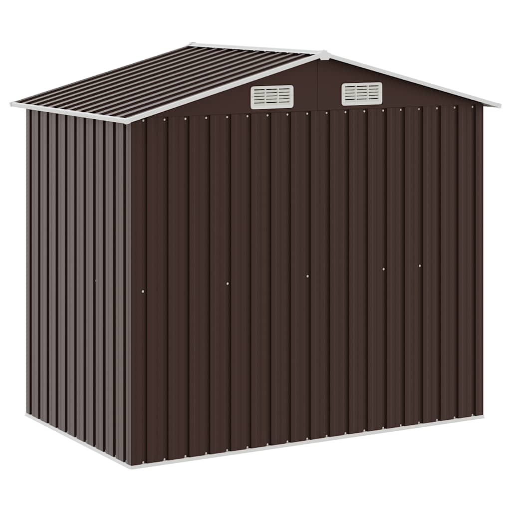 Capanno da Giardino con Scaffali Marrone 205x130x183 cm Ferro