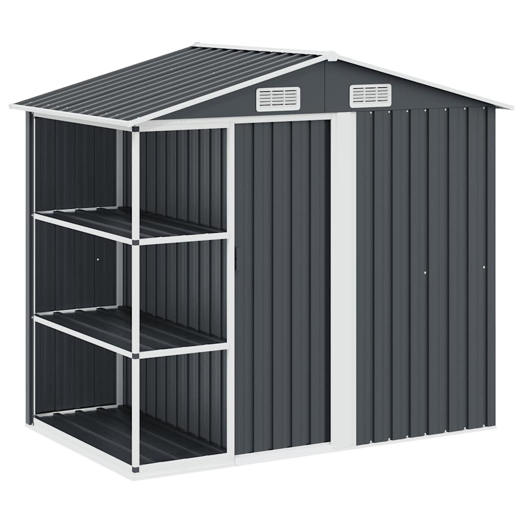Capanno da Giardino con Scaffali Antracite 205x130x183 cm Ferro
