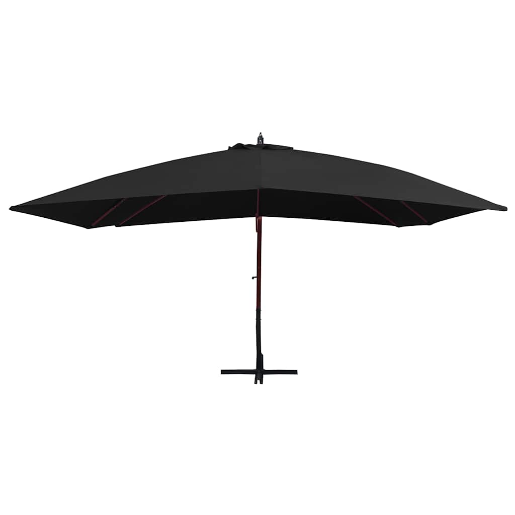 Ombrellone a Sbalzo con Palo in Legno 400x300 cm Nero