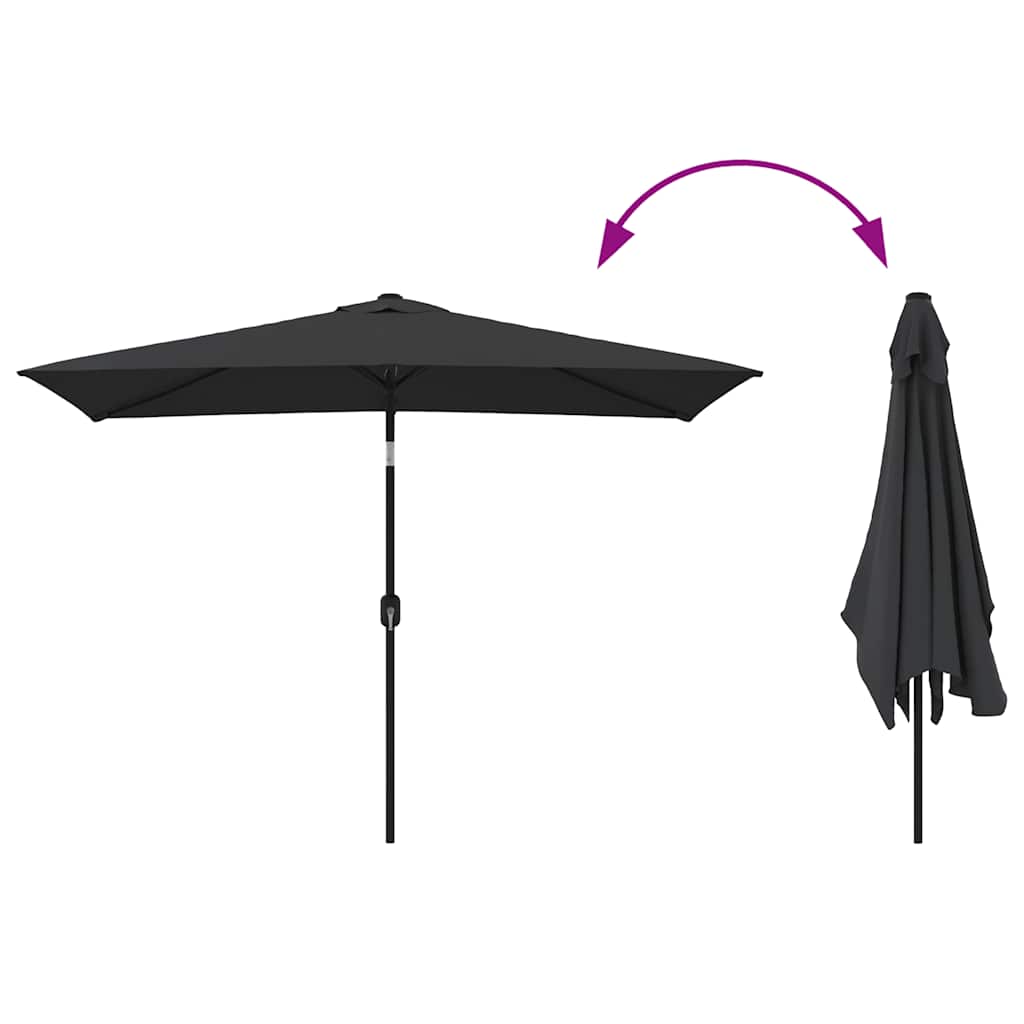 Ombrellone da Giardino con Palo in Metallo 300x200 cm Nero