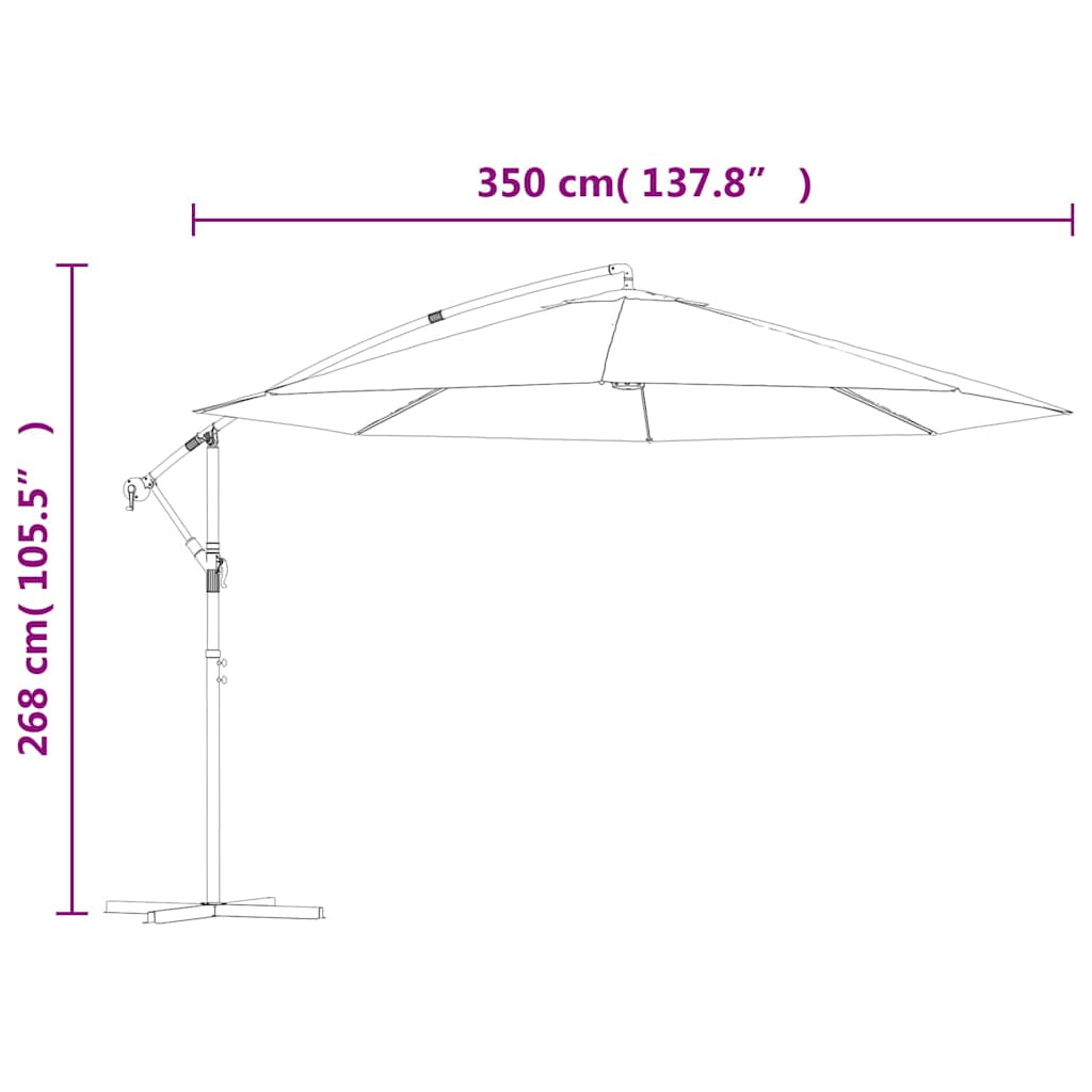 Ombrellone a Sbalzo Palo in Alluminio 350 cm Blu