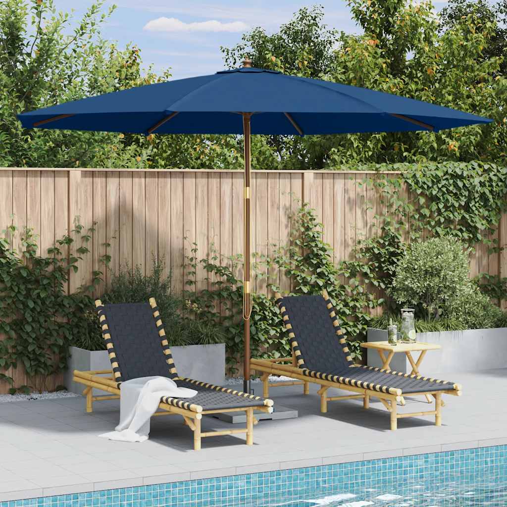 Ombrellone da Esterni con Palo in Legno 350 cm Blu