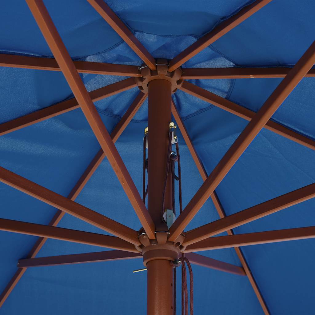 Ombrellone da Esterni con Palo in Legno 350 cm Blu