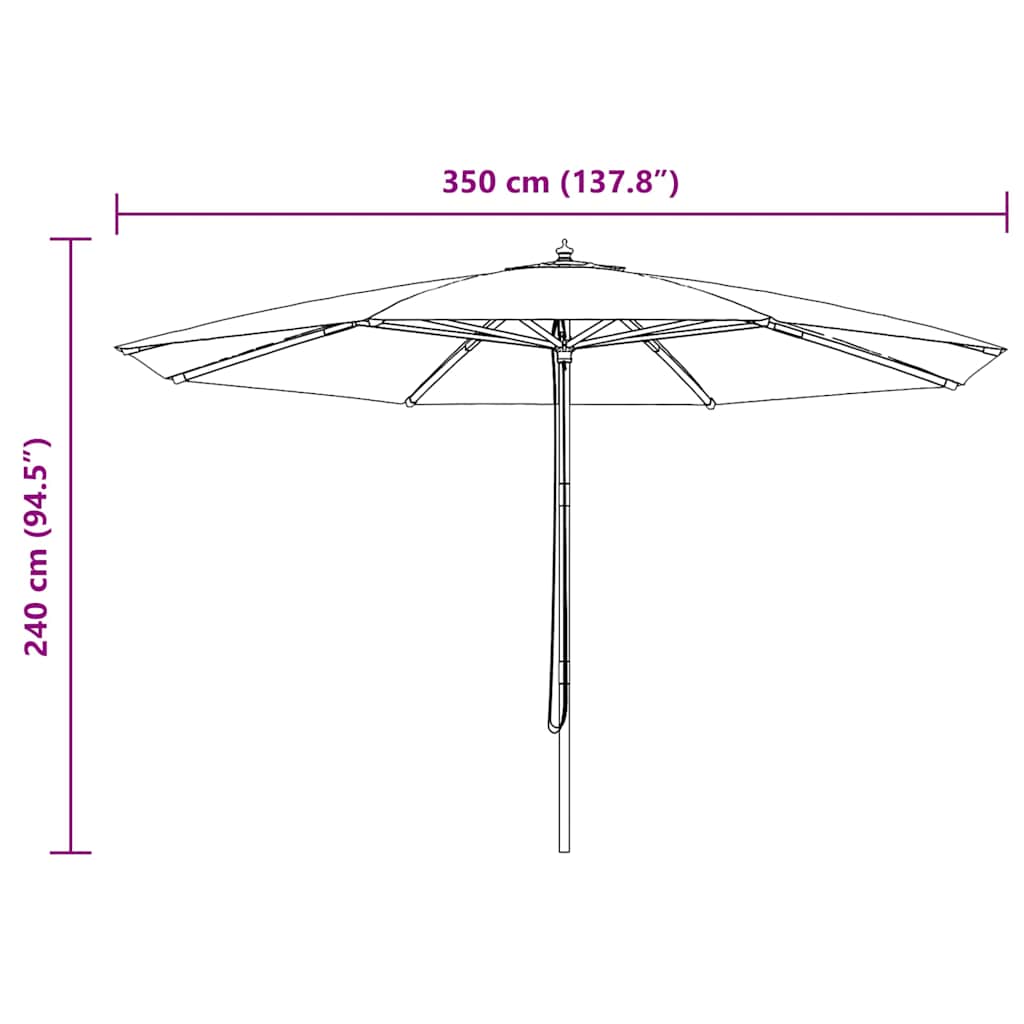 Ombrellone da Esterni con Palo in Legno 350 cm Blu