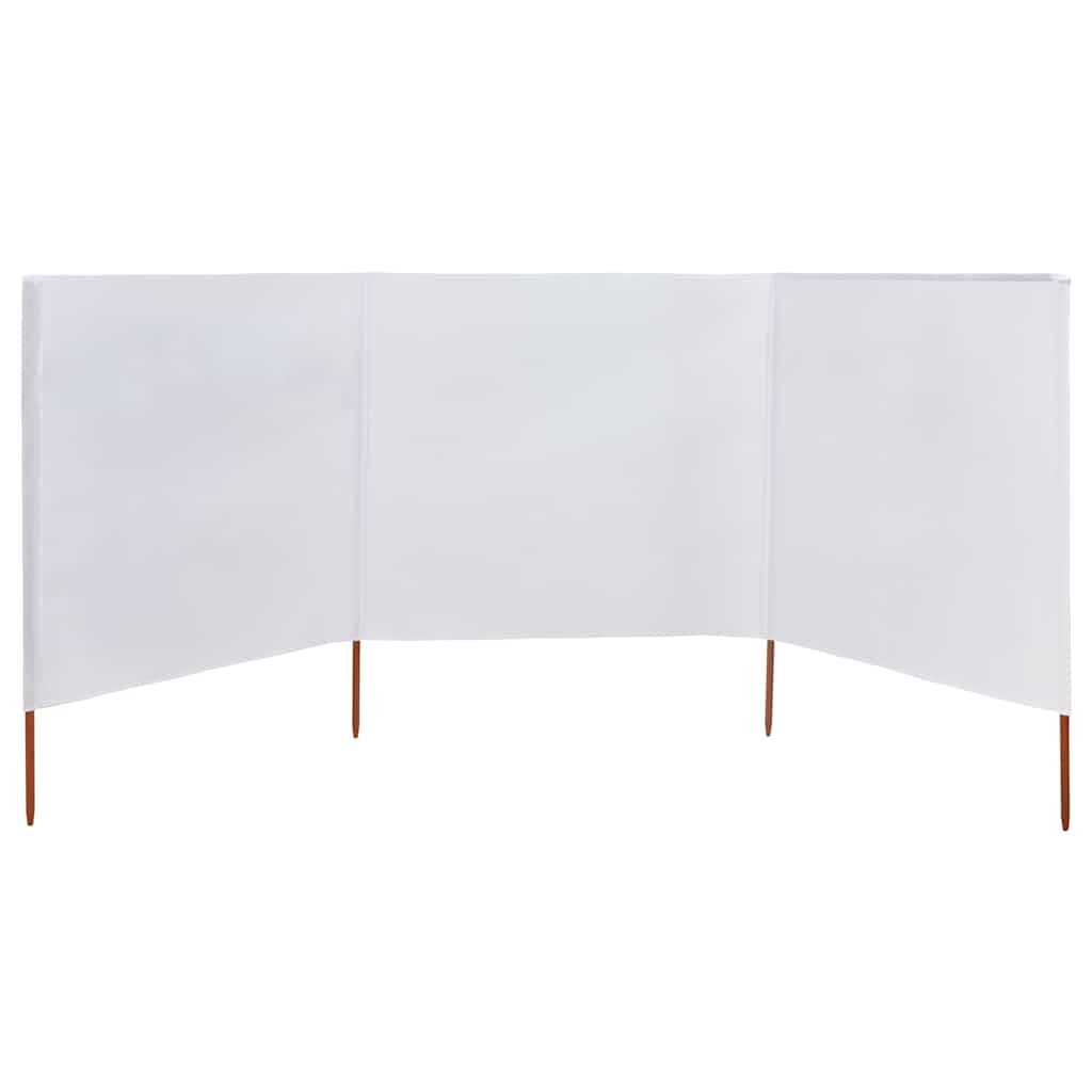 Paravento a 3 Pannelli in Tessuto 400x80 cm Bianco Sabbia