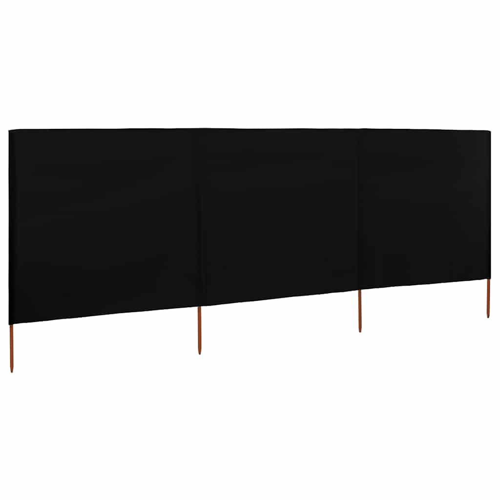 Paravento a 3 Pannelli in Tessuto 400x120 cm Nero