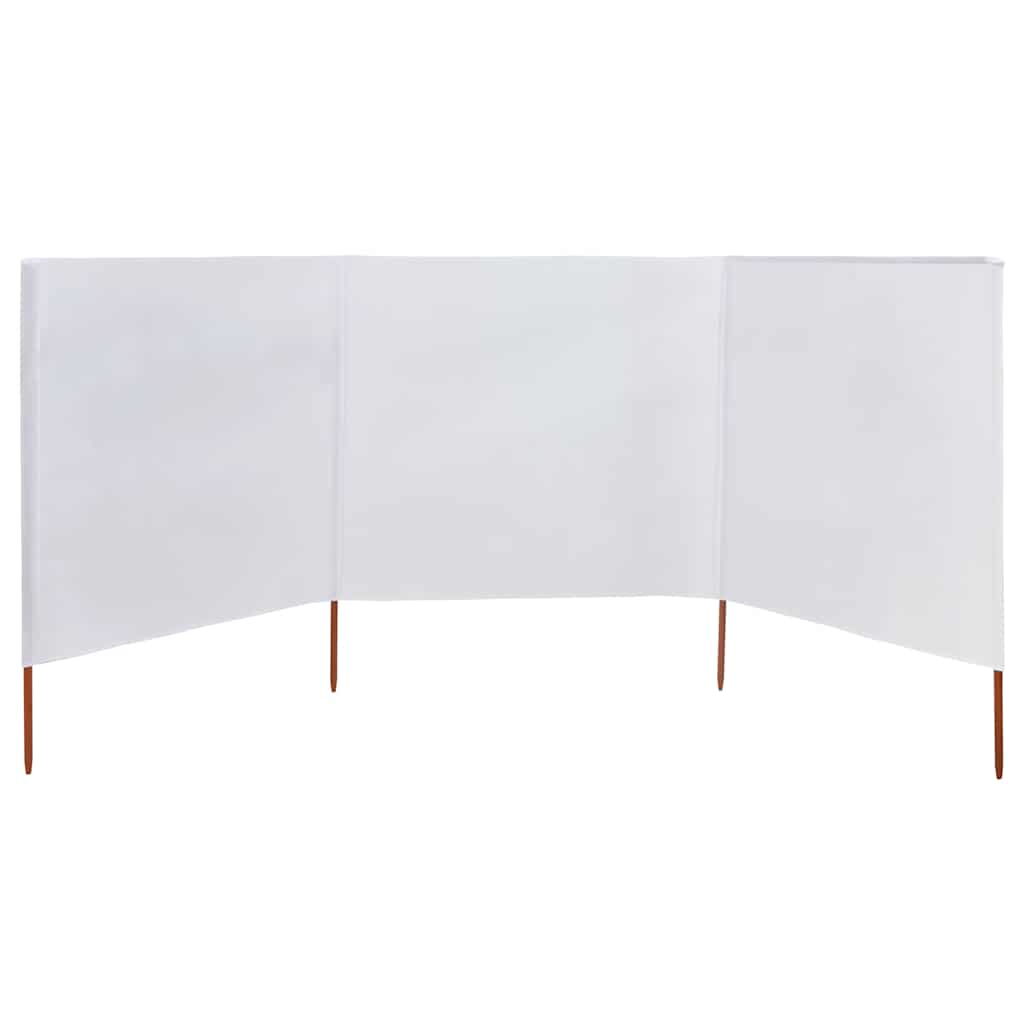 Paravento a 3 Pannelli in Tessuto 400x160 cm Bianco Sabbia