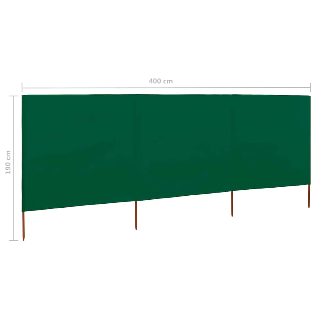 Paravento a 3 Pannelli in Tessuto 400x160 cm Verde