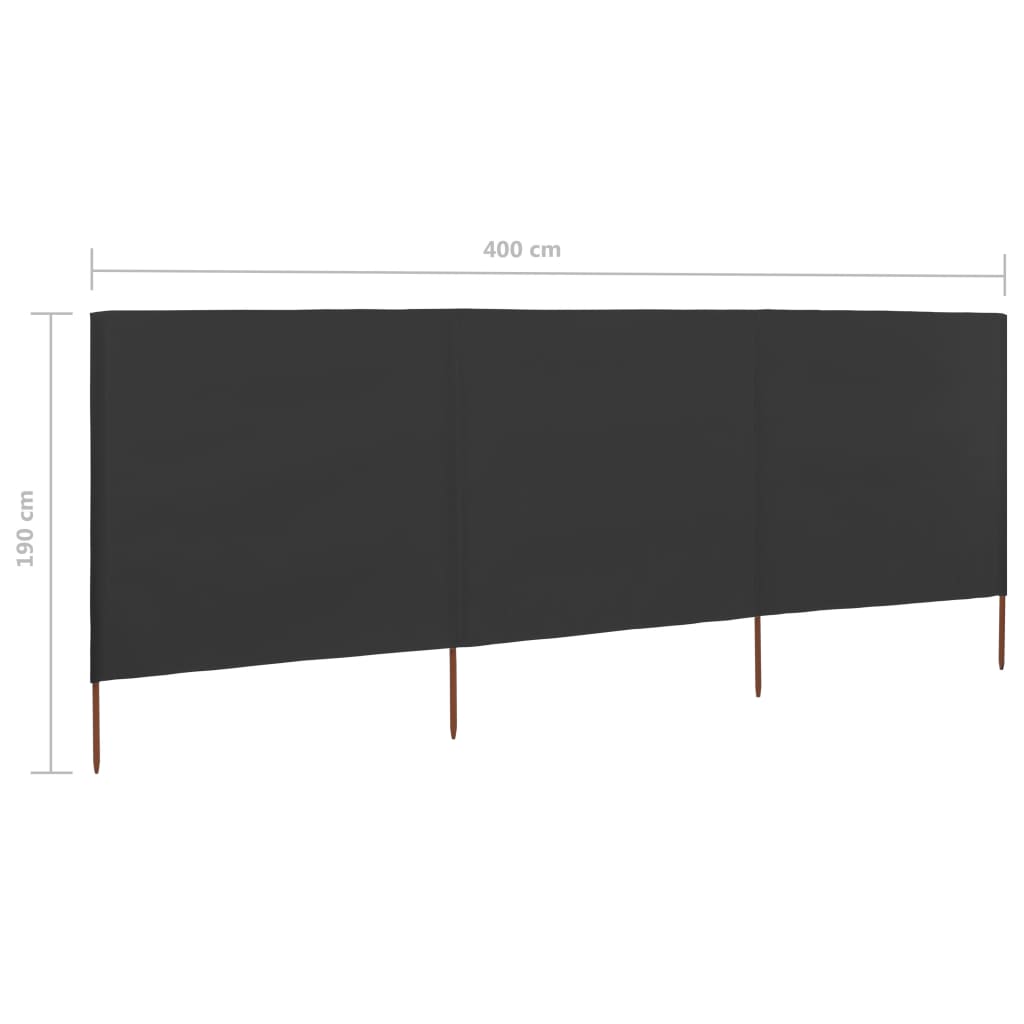 Paravento a 3 Pannelli in Tessuto 400x160 cm Antracite