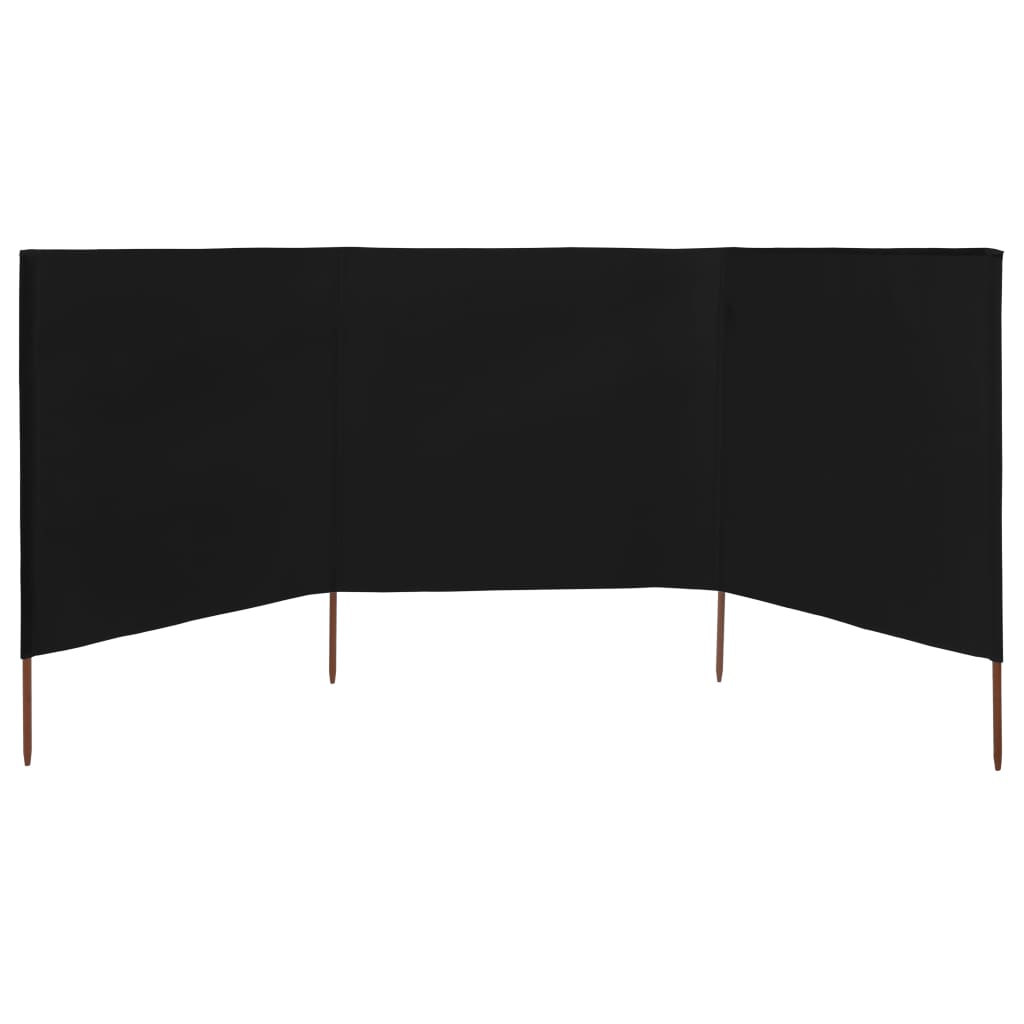 Paravento a 3 Pannelli in Tessuto 400x160 cm Nero