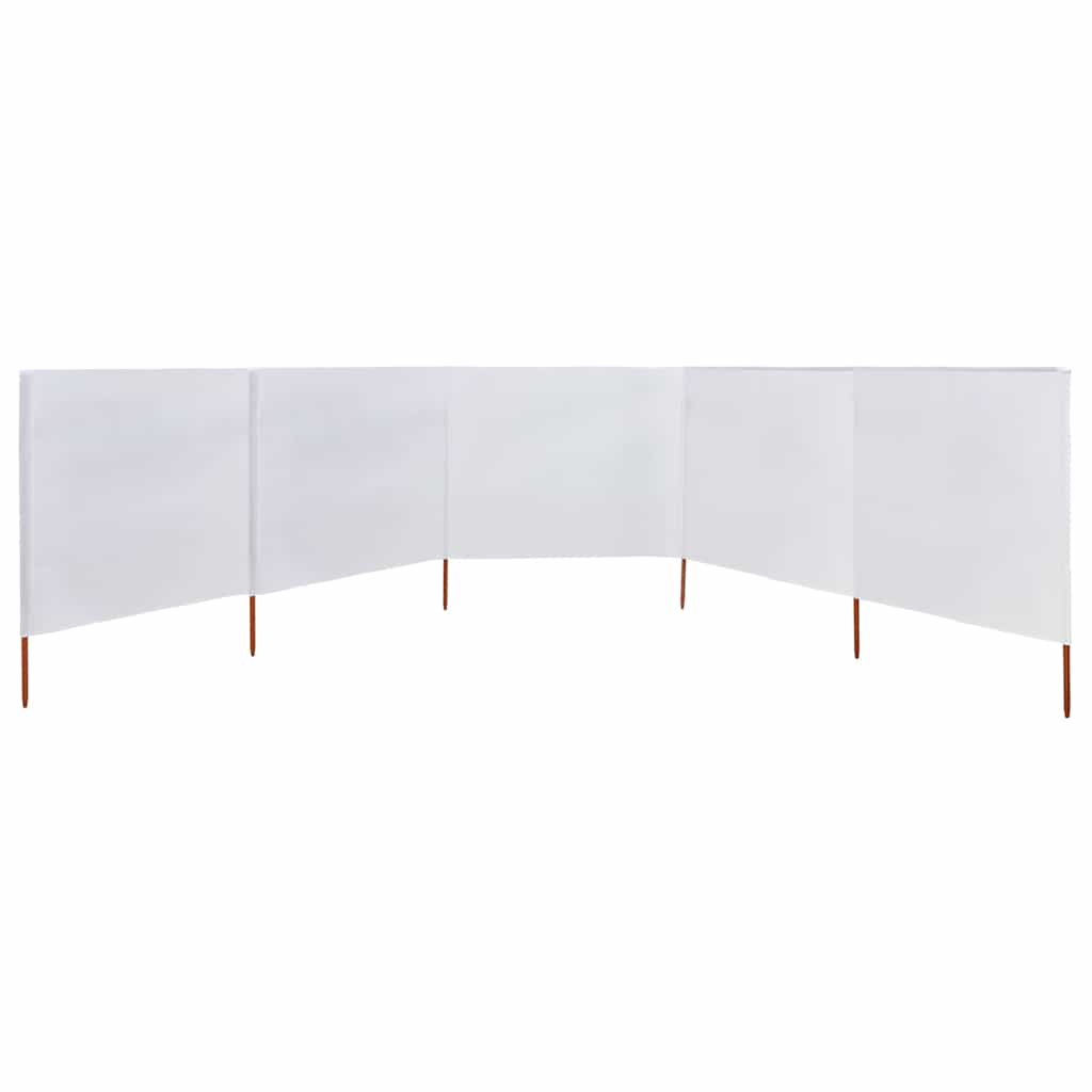 Paravento a 5 Pannelli in Tessuto 600x80 cm Bianco Sabbia