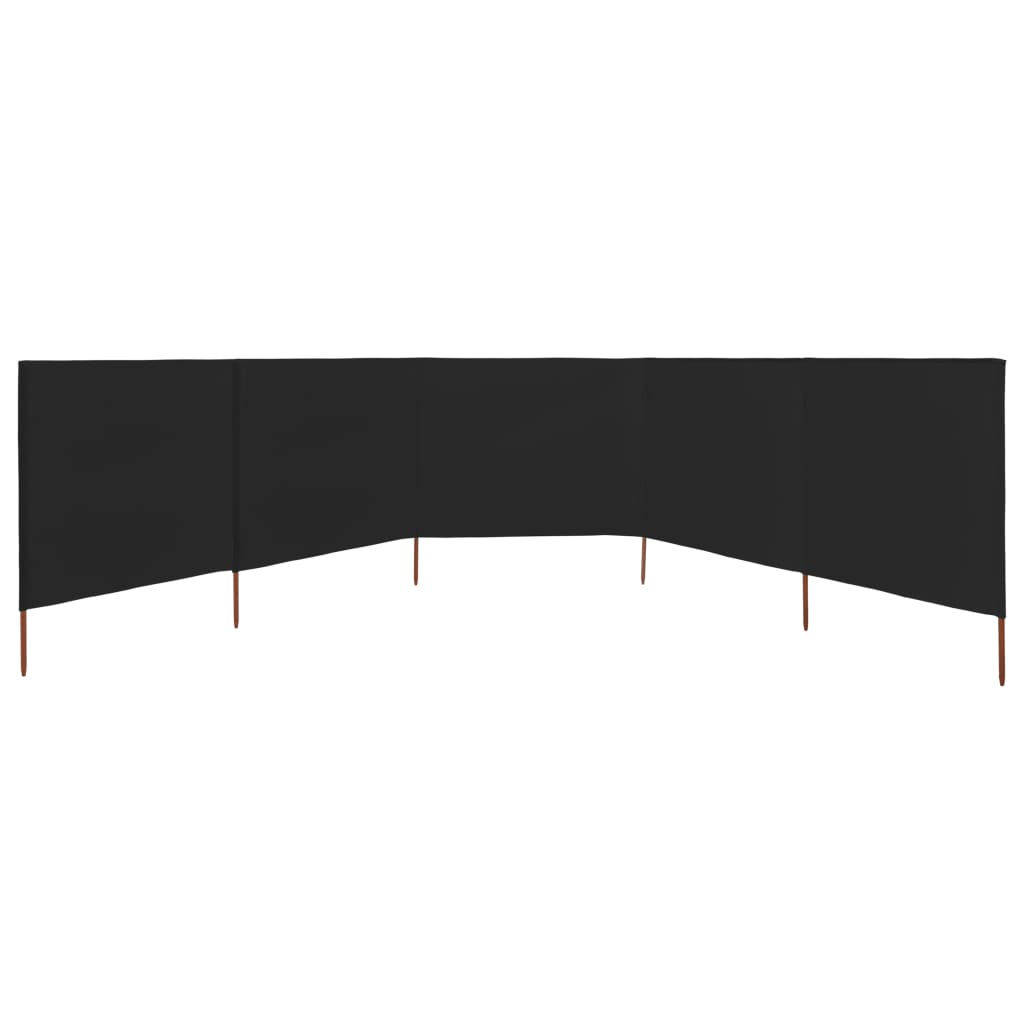Paravento a 5 Pannelli in Tessuto 600x120 cm Nero