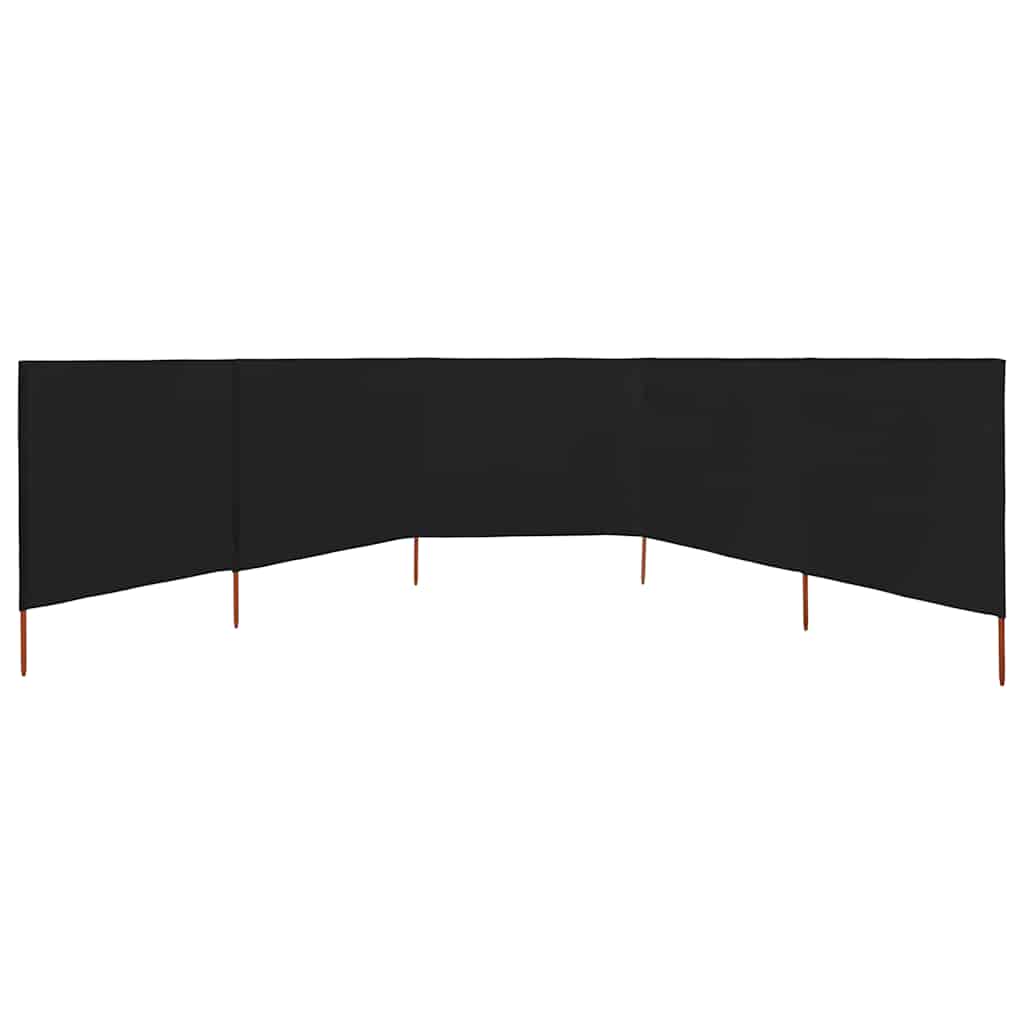 Paravento a 5 Pannelli in Tessuto 600x160 cm Nero
