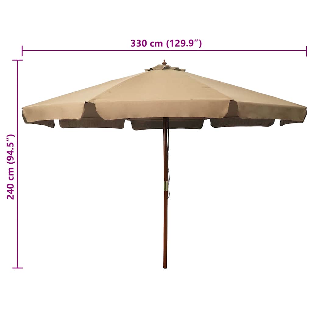 Ombrellone da Esterni con Palo in Legno 330 cm Grigio Talpa
